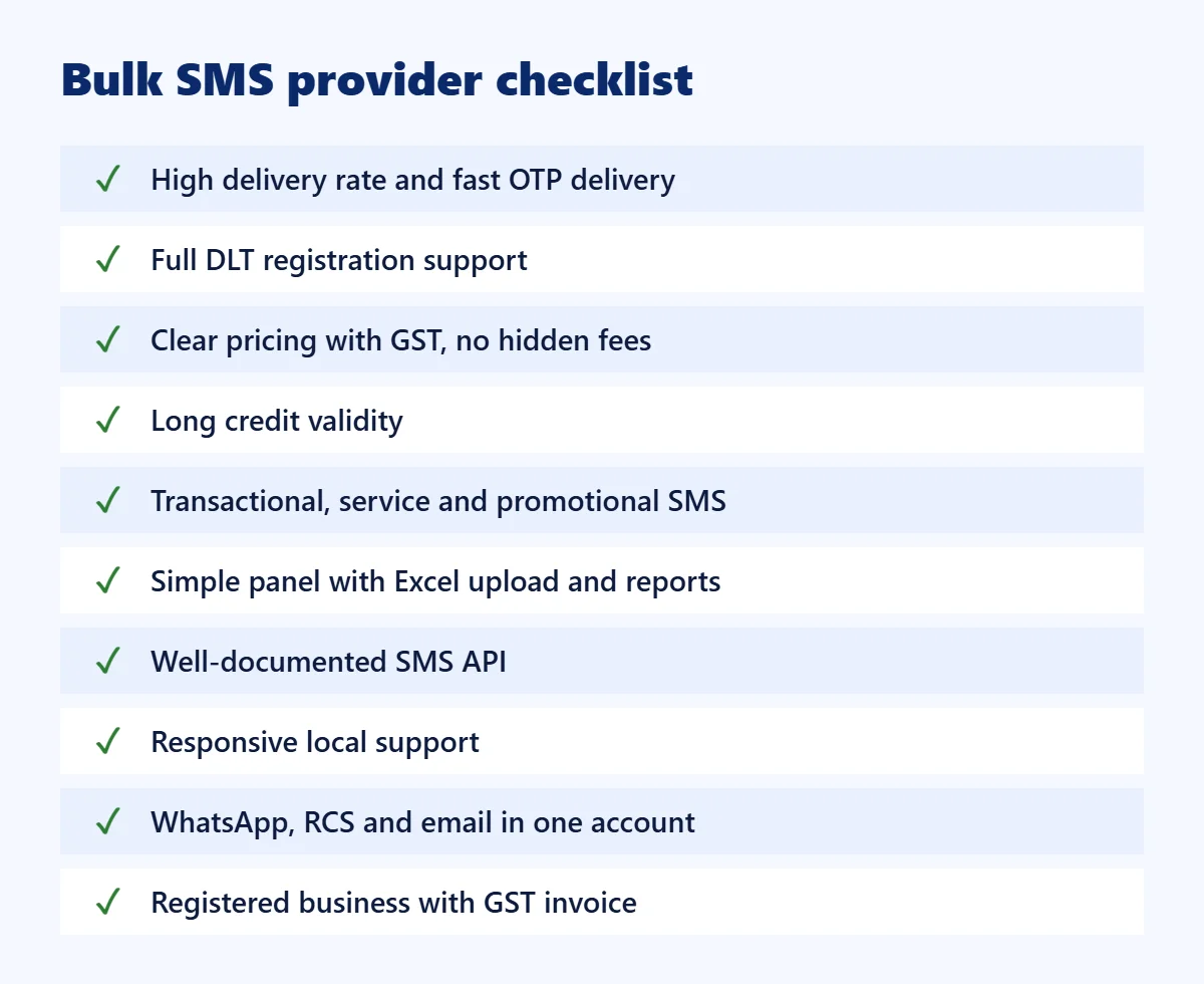Bulk SMS service provider checklist: 10 points to check